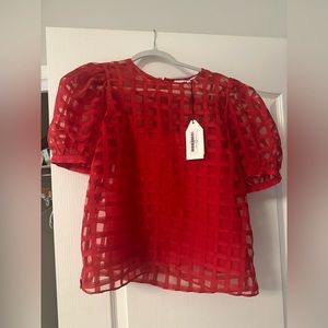 English factory red blouse with slip